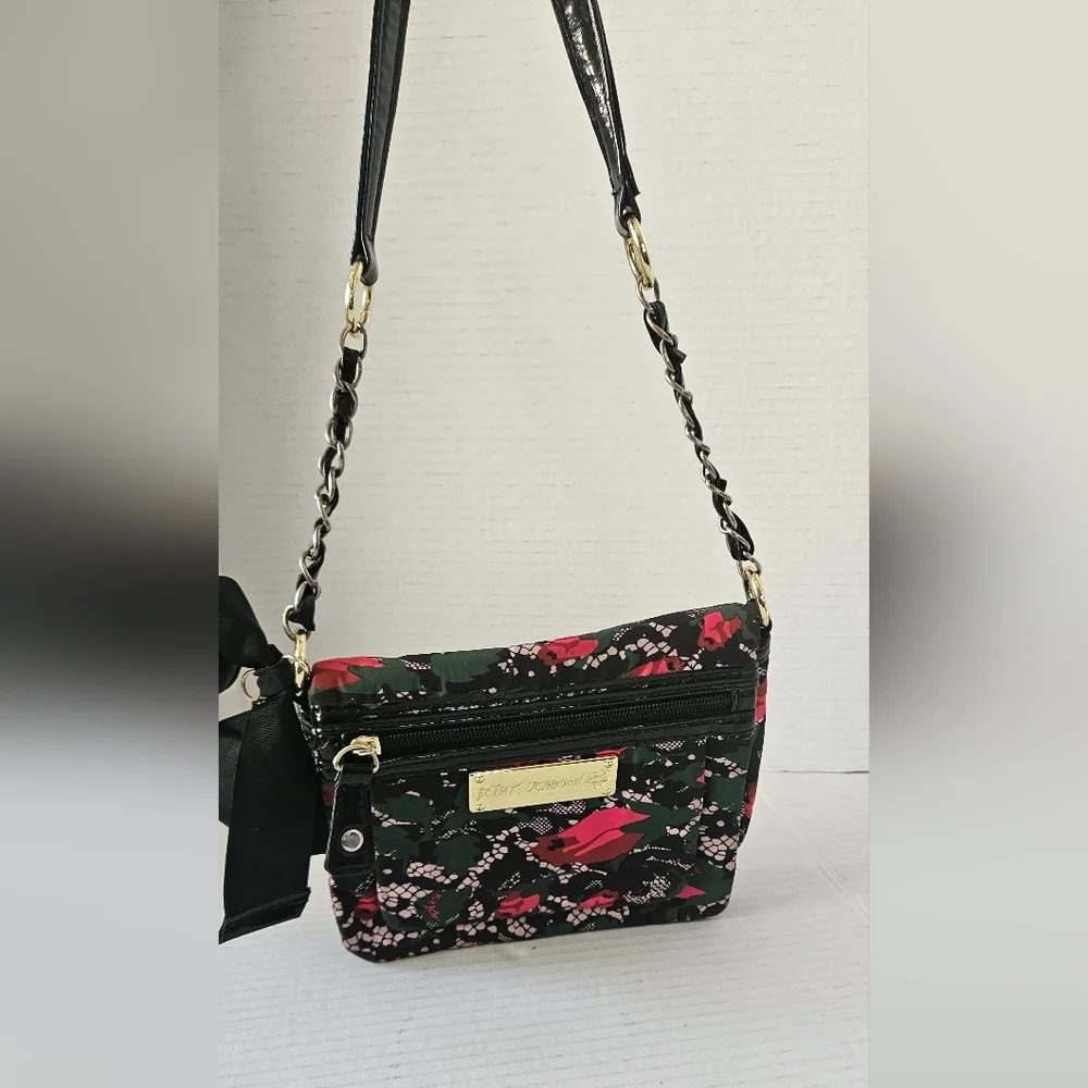 Betsey Johnson‎ black and red floral mini crossbody bag - Picture 7 of 9